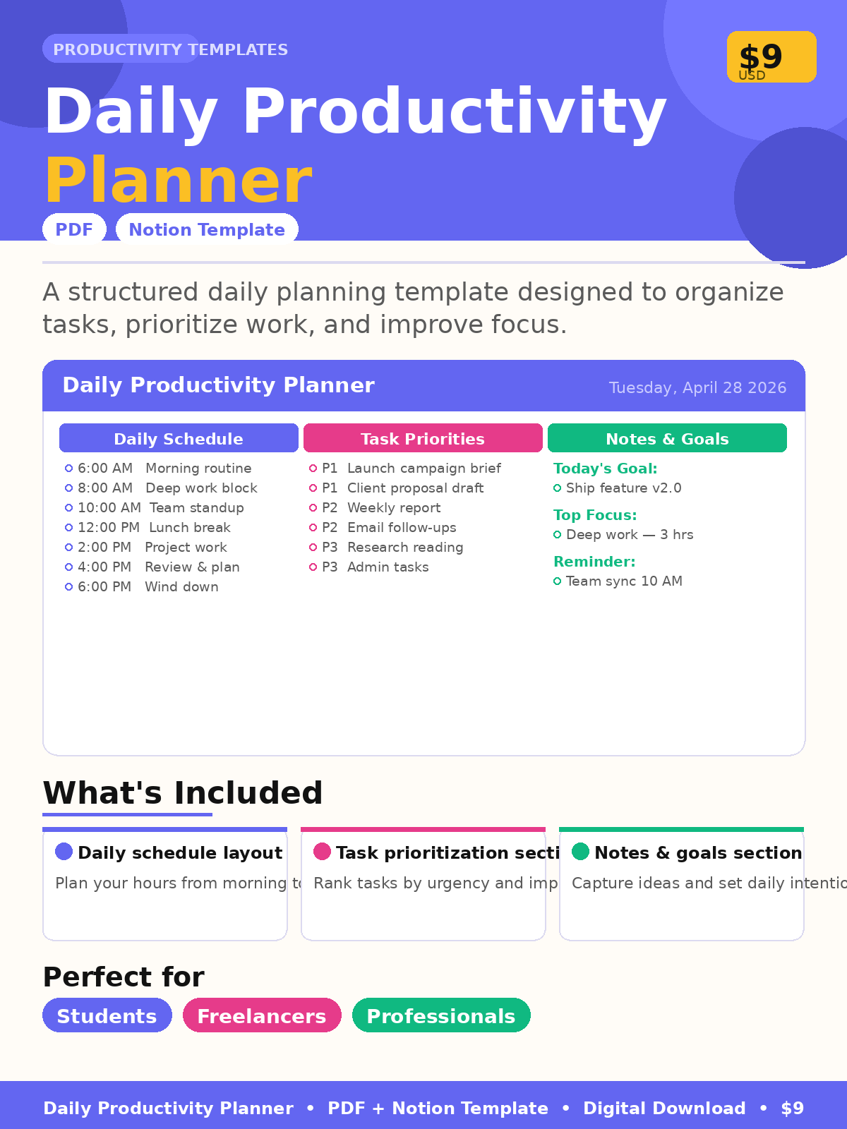 Daily Productivity Planner
